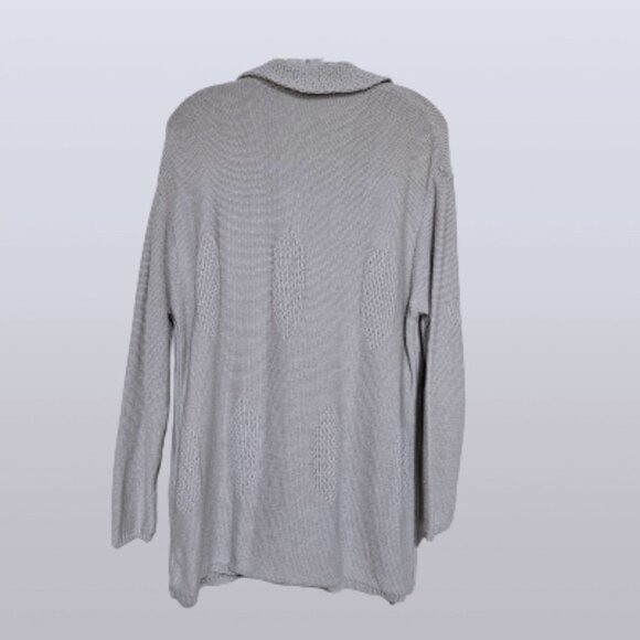 Newport News Light Gray Cable Knit Button-Down Sweater - M - Picture 2 of 9